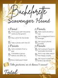 Printable Bachelorette Scavenger Hunt Card